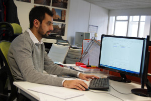Fahad working on a project at the Farrow Walsh Leicester headoffice
