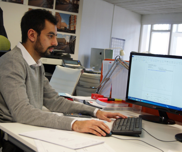 A man working at a computer